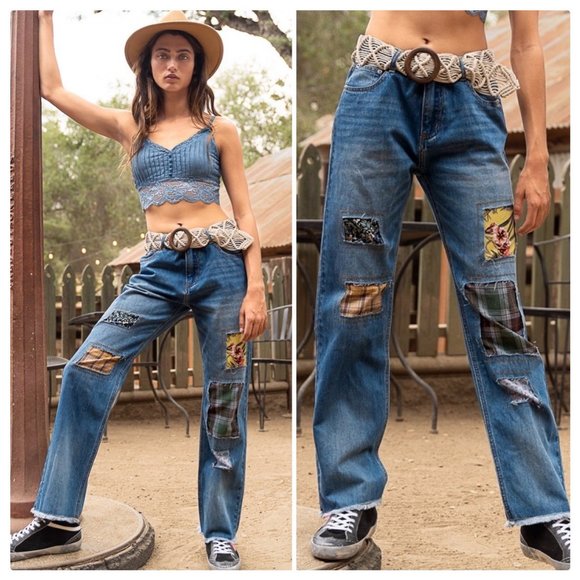 POL Denim - POL Patched Out Denim Boyfriend Jeans